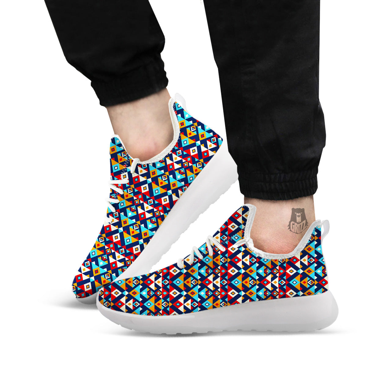 Ethnic Boho Colorful Print Pattern White Athletic Shoes-grizzshop
