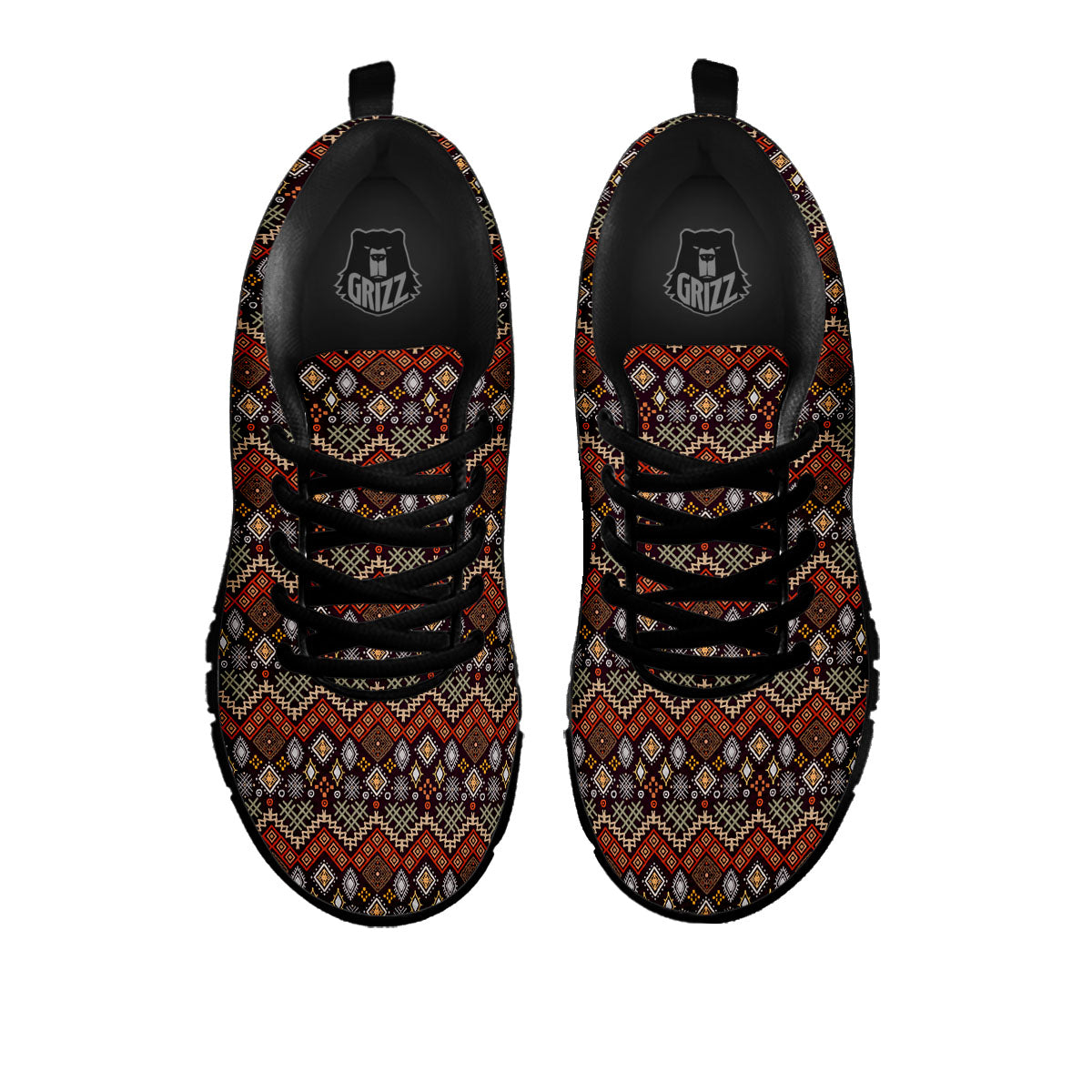 Ethnic Boho Print Pattern Black Sneaker-grizzshop