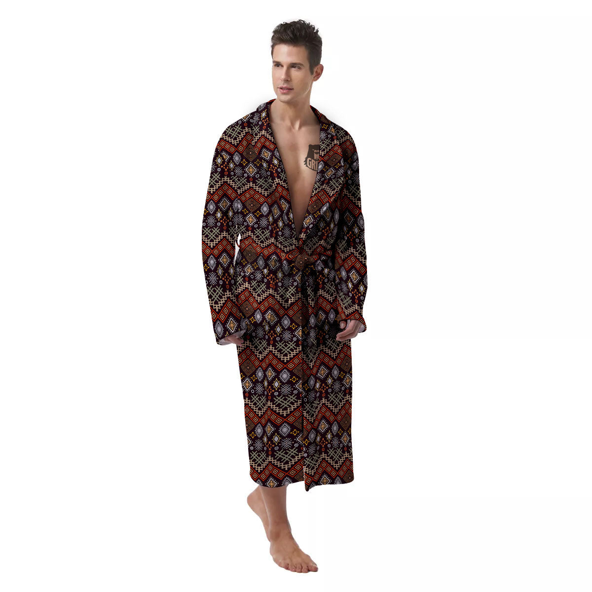 Ethnic Boho Print Pattern Men's Robe-grizzshop