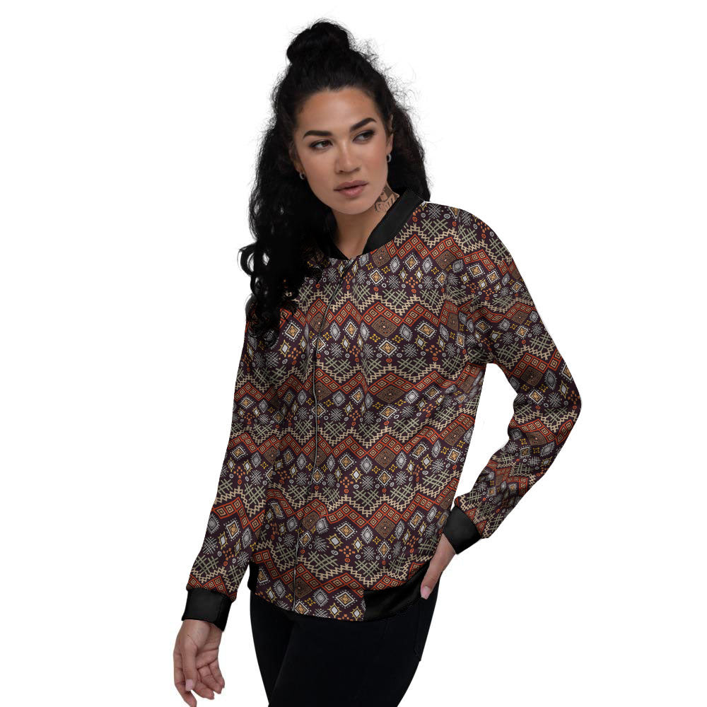 Ethnic Boho Print Pattern Women's Bomber Jacket-grizzshop