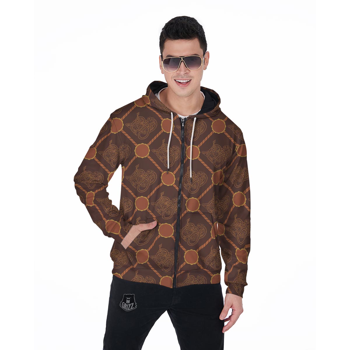 Ethnic Celtic Viking Norse Men's Zip Up Hoodie-grizzshop