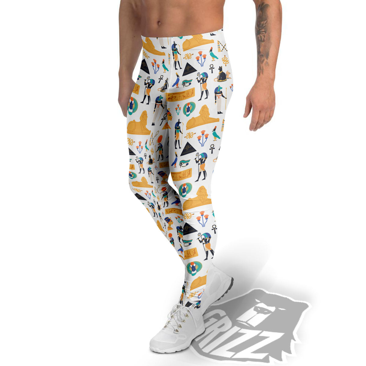 Ethnic Egyptian Print Pattern Men's Leggings-grizzshop