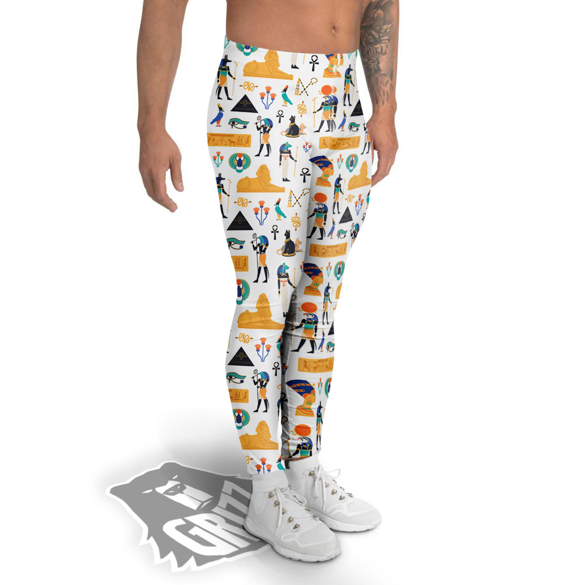 Ethnic Egyptian Print Pattern Men's Leggings-grizzshop