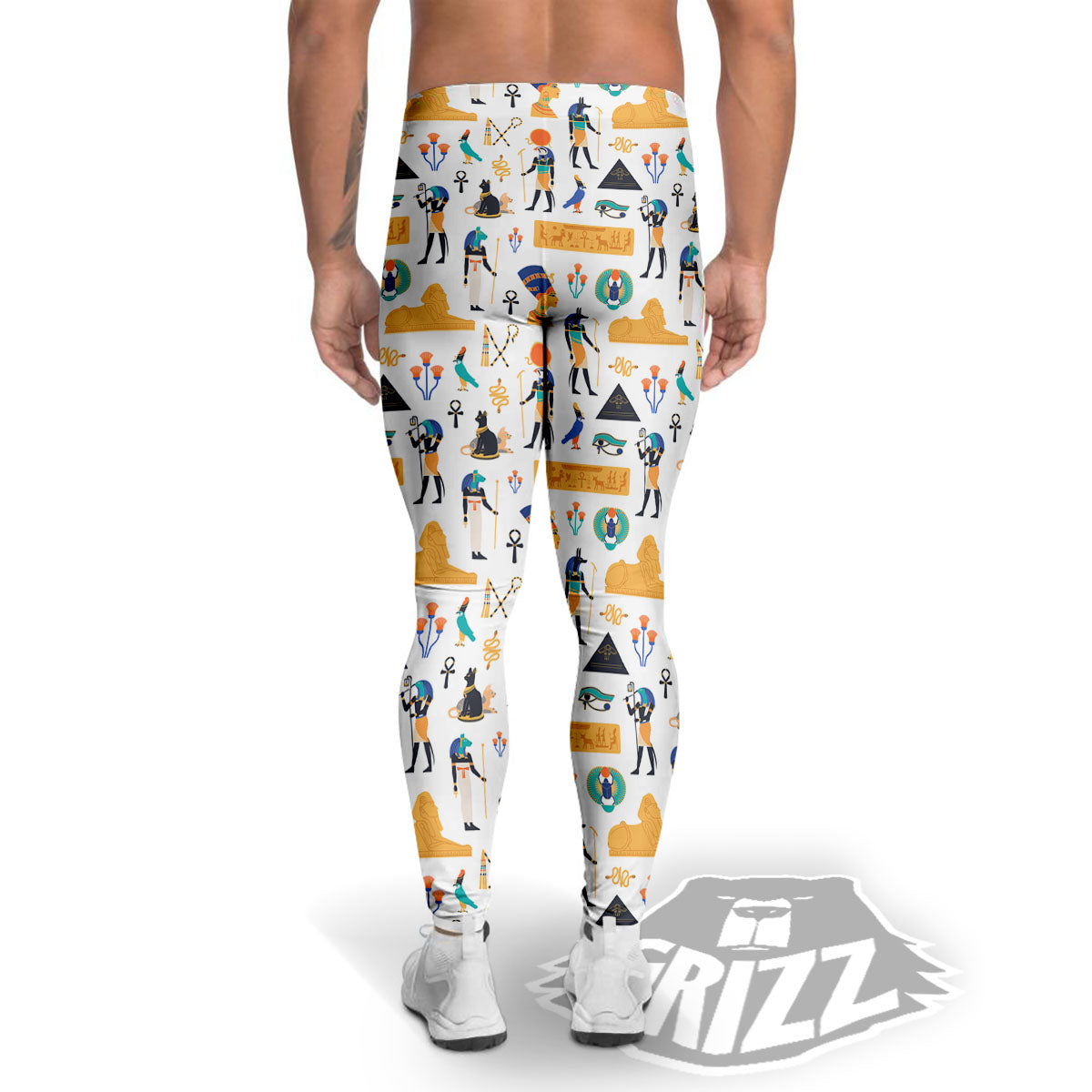 Ethnic Egyptian Print Pattern Men's Leggings-grizzshop