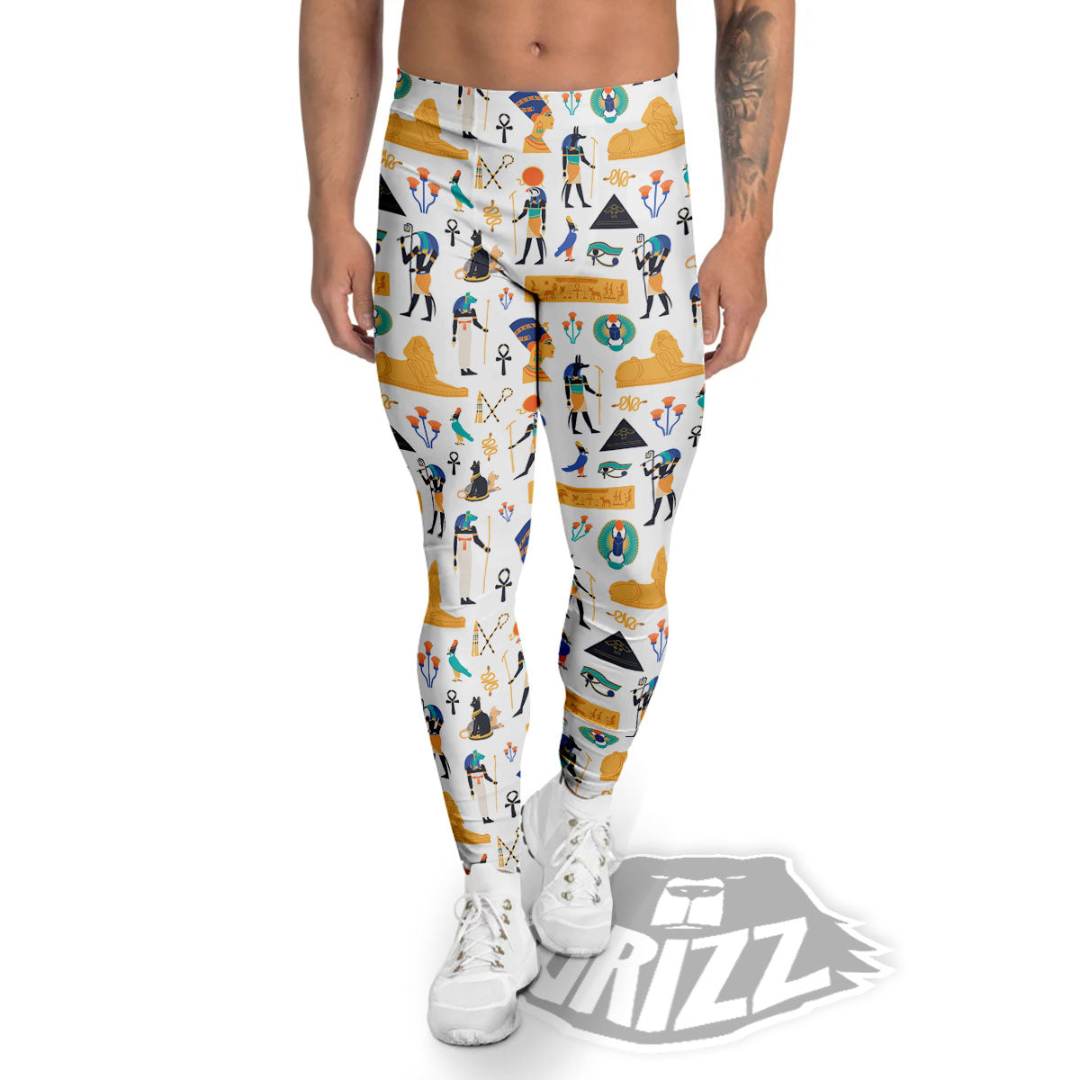 Ethnic Egyptian Print Pattern Men's Leggings-grizzshop