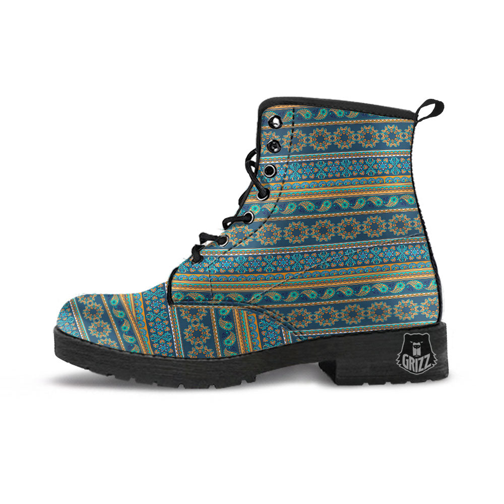 Ethnic Indian Print Pattern Leather Boots-grizzshop