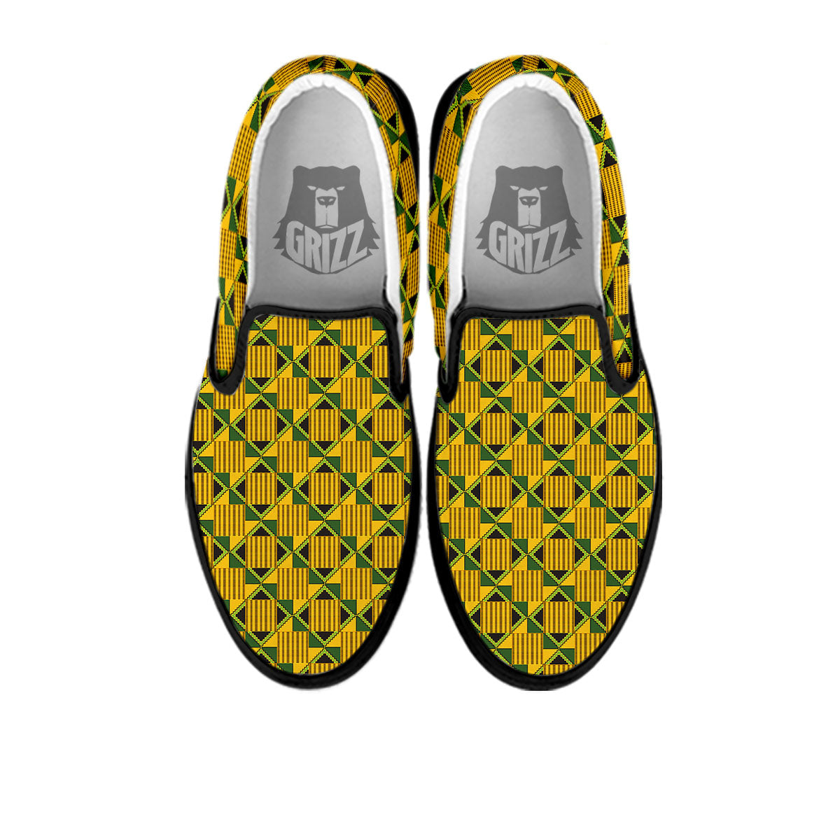 Ethnic Kente Print Pattern Black Slip On Shoes-grizzshop