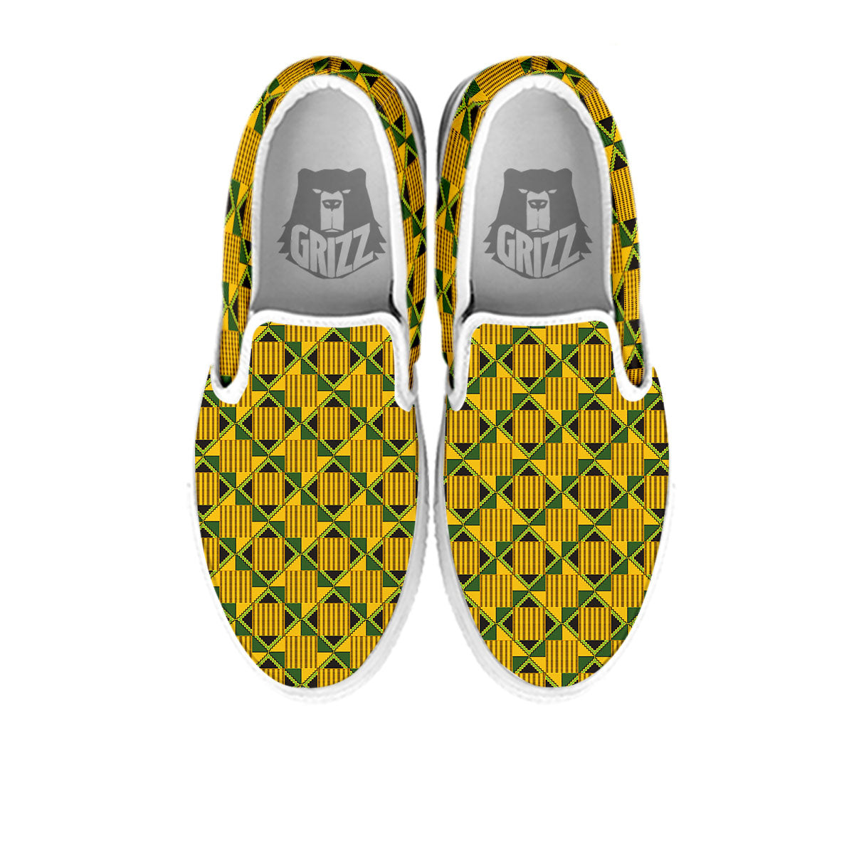 Ethnic Kente Print Pattern White Slip On Shoes-grizzshop