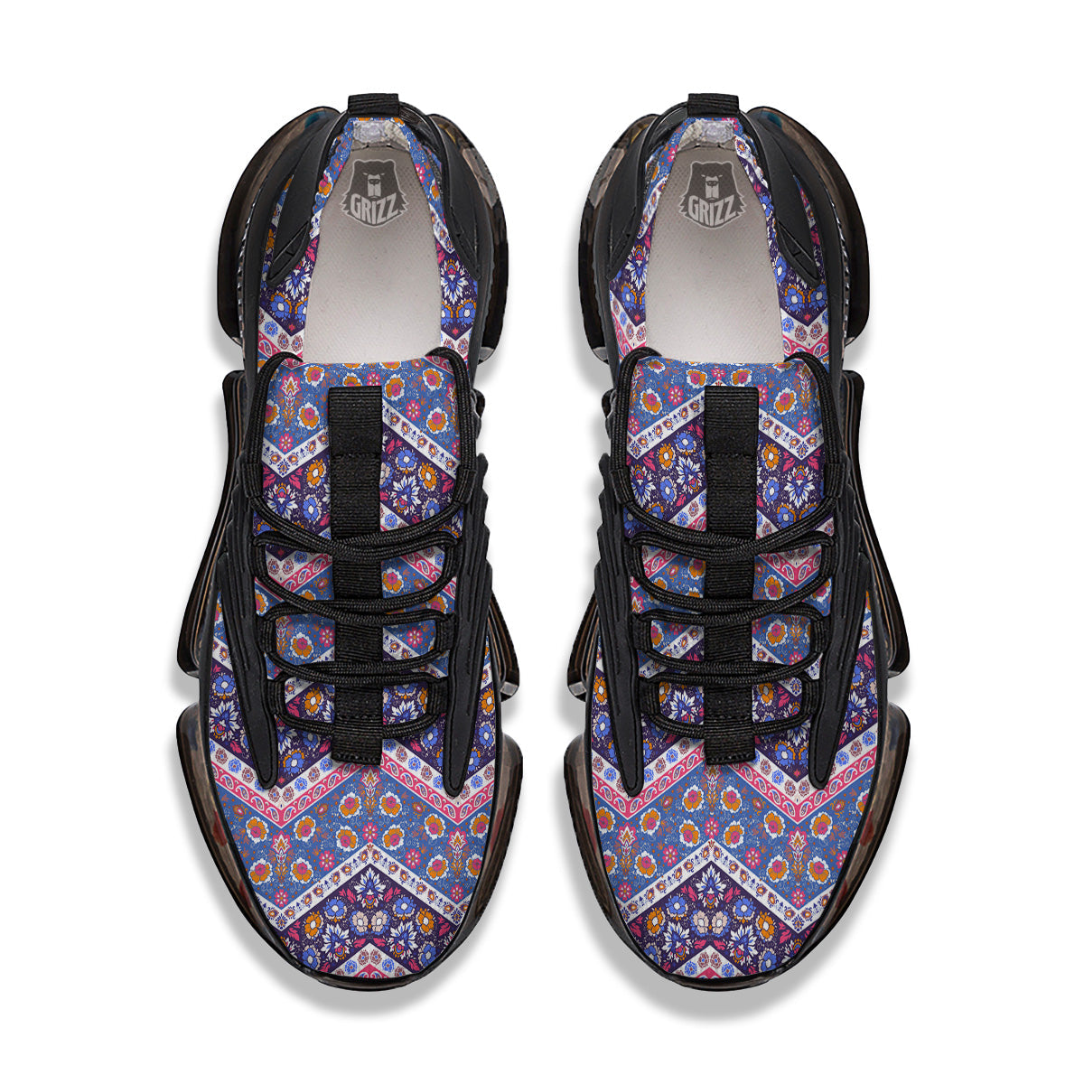 Ethnic Mandala And Indian Paisley Print Pattern Black Gym Shoes-grizzshop