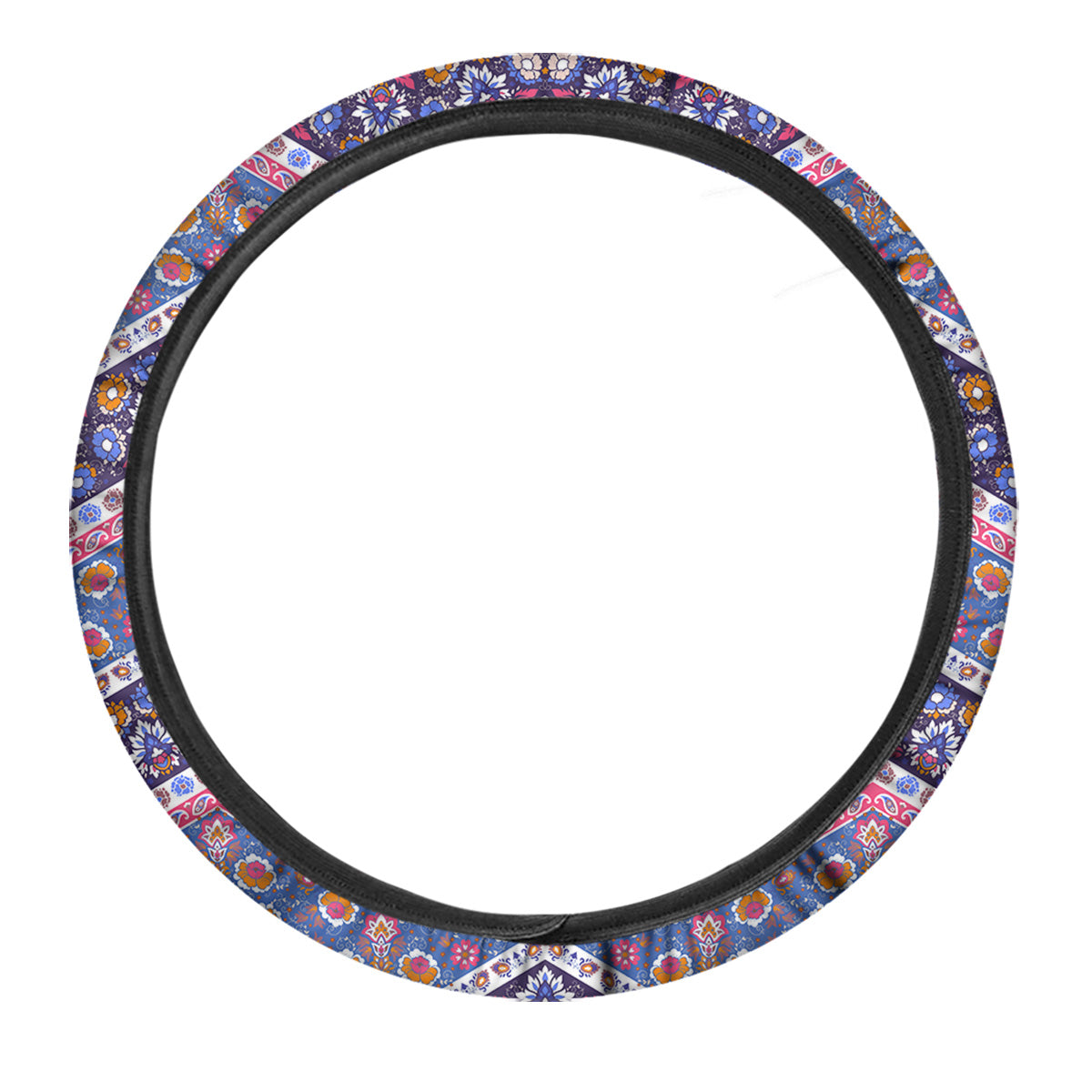 Ethnic Mandala And Indian Paisley Print Pattern Car Steering Wheel Cover-grizzshop