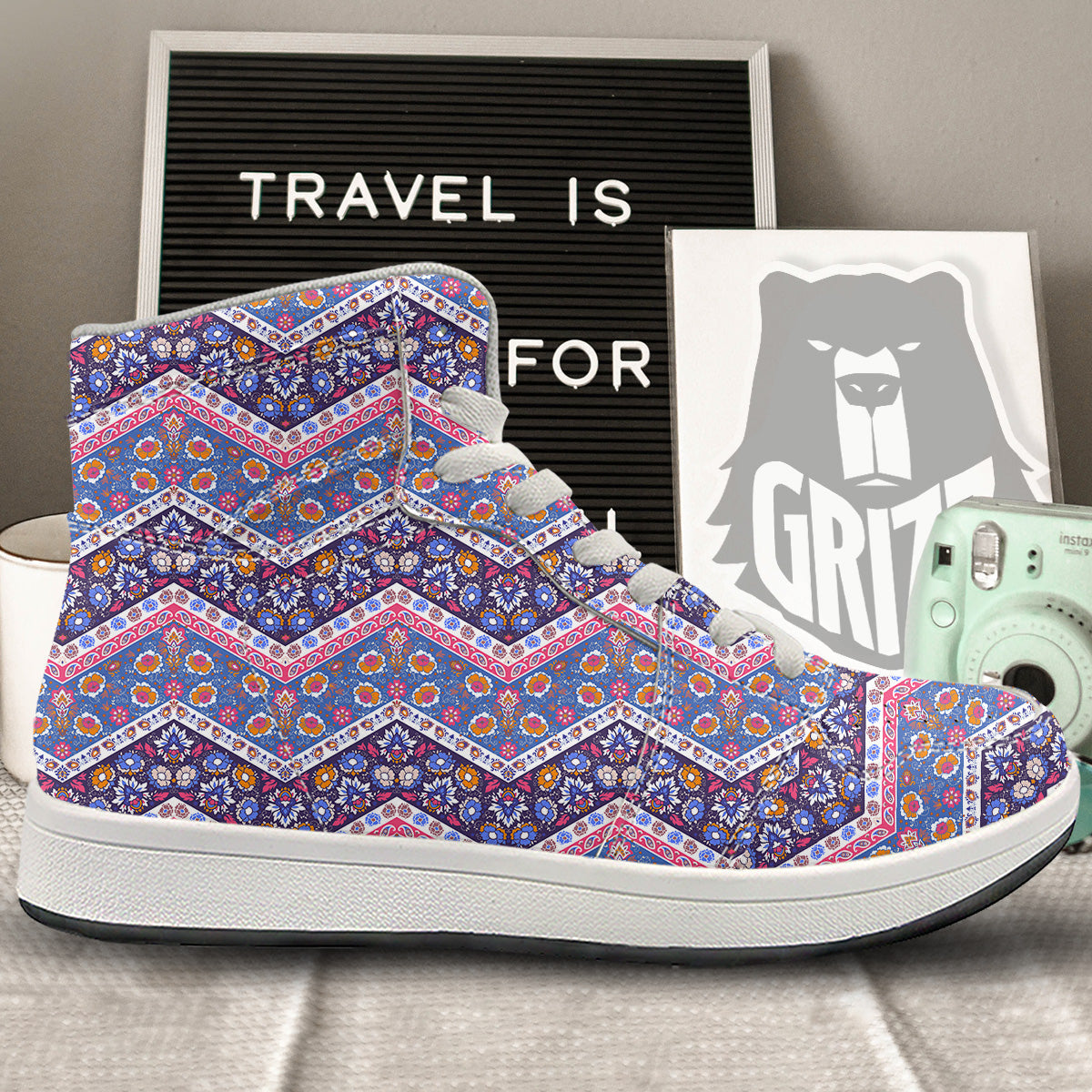Ethnic Mandala And Indian Paisley Print Pattern High Top Sneakers-grizzshop