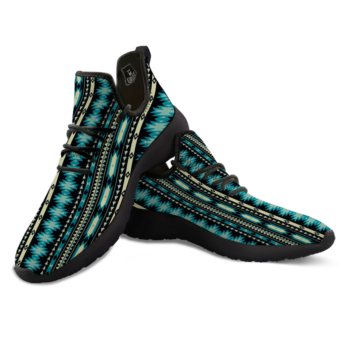 Ethnic Native Print Pattern Black Athletic Shoes-grizzshop