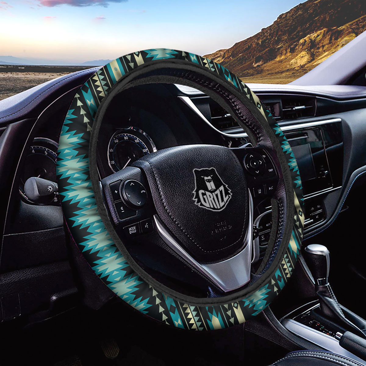 Ethnic Native Print Pattern Car Steering Wheel Cover-grizzshop