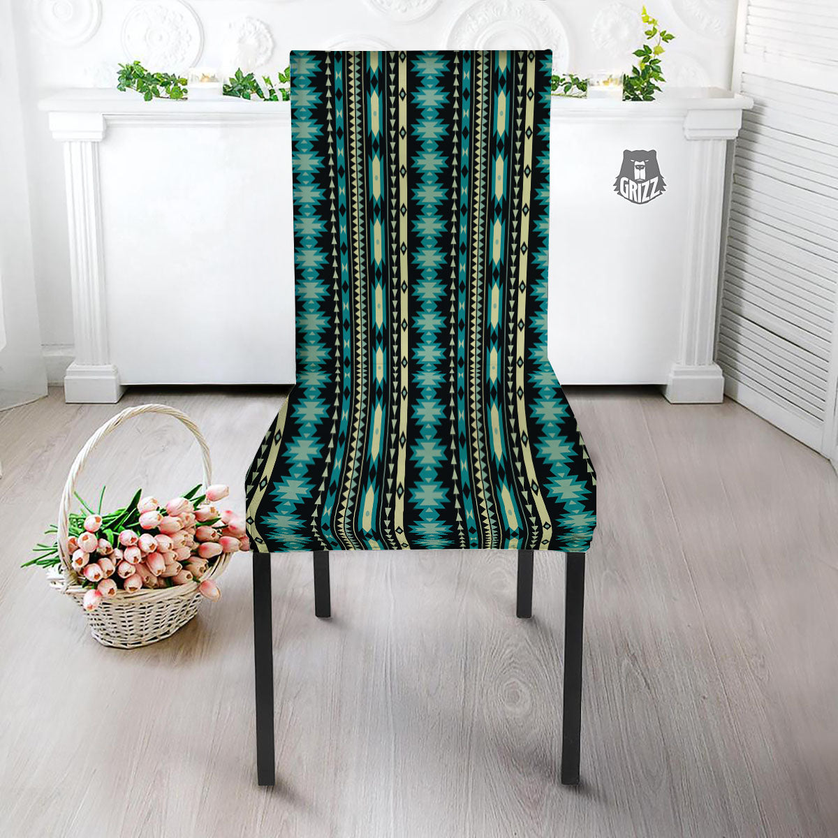 Ethnic Native Print Pattern Dining Chair Slipcover-grizzshop