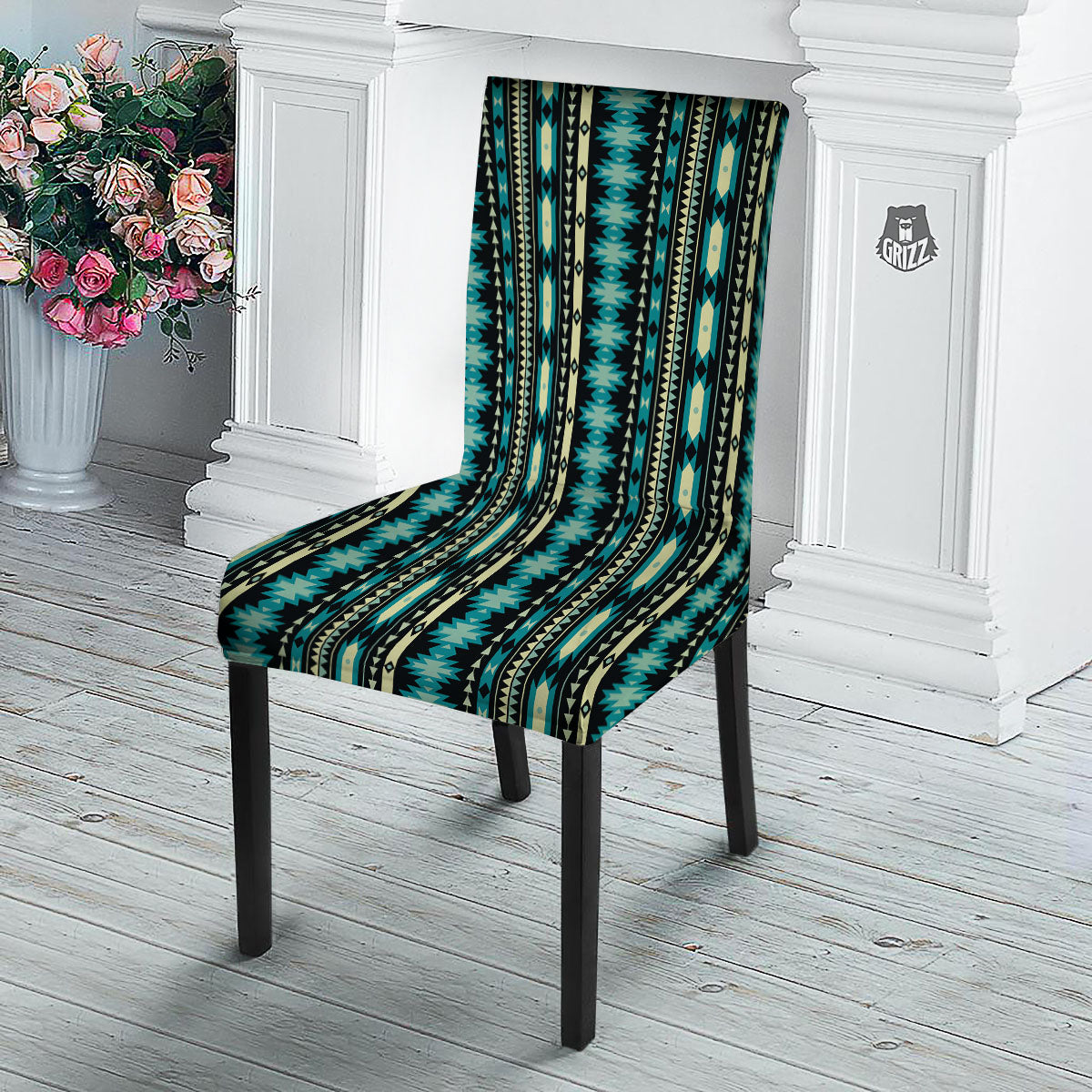 Ethnic Native Print Pattern Dining Chair Slipcover-grizzshop