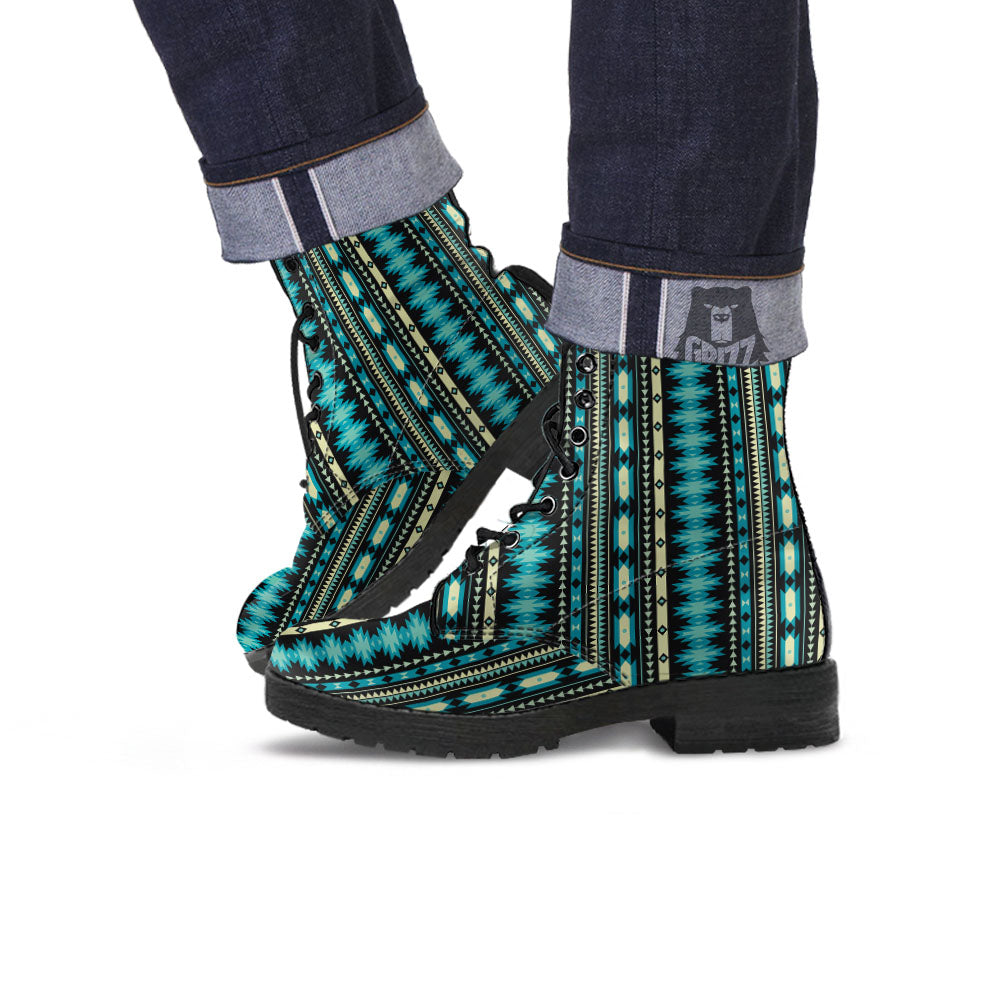 Ethnic Native Print Pattern Leather Boots-grizzshop