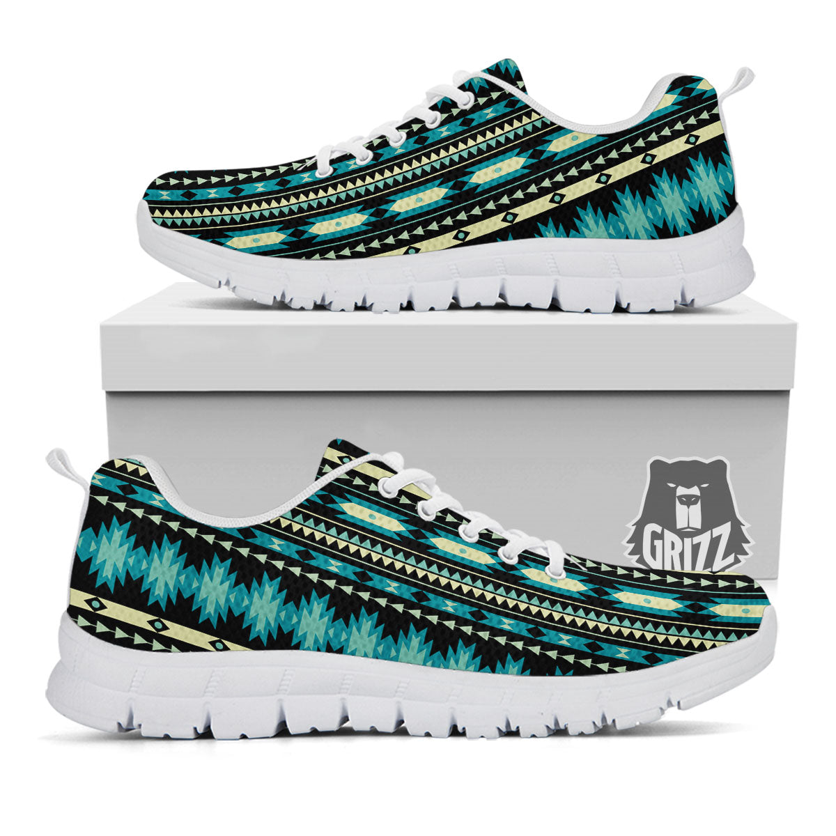 Ethnic Native Print Pattern White Sneaker-grizzshop