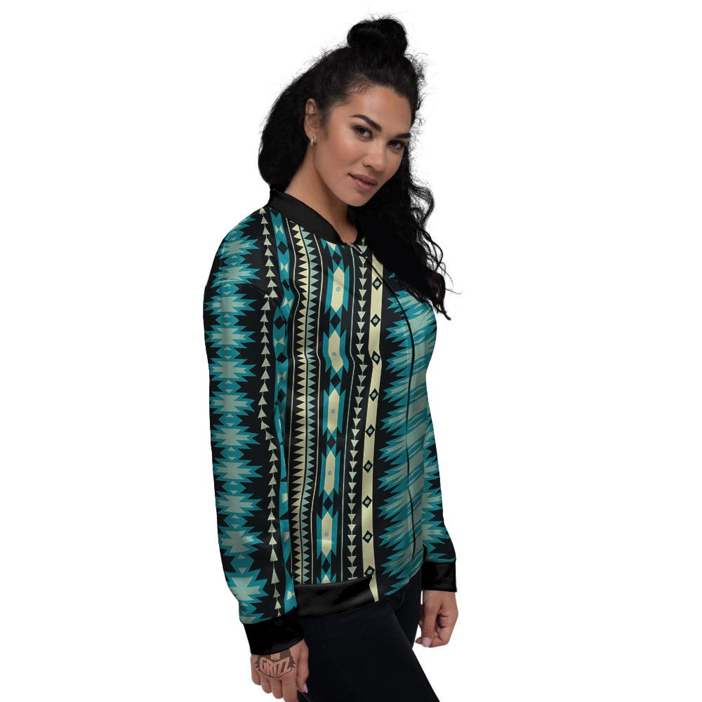 Ethnic Native Print Pattern Women's Bomber Jacket-grizzshop