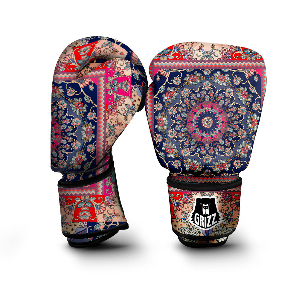 Ethnic Patchwork Square Print Boxing Gloves-grizzshop