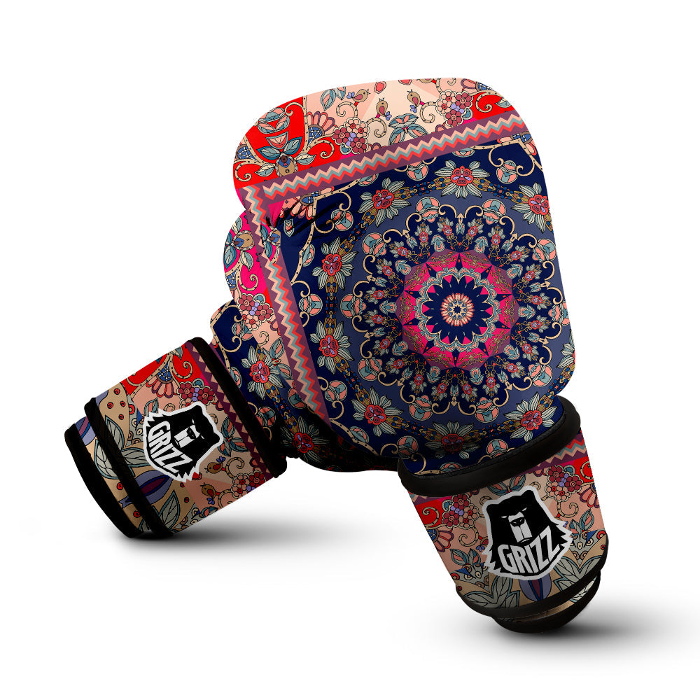 Ethnic Patchwork Square Print Boxing Gloves-grizzshop