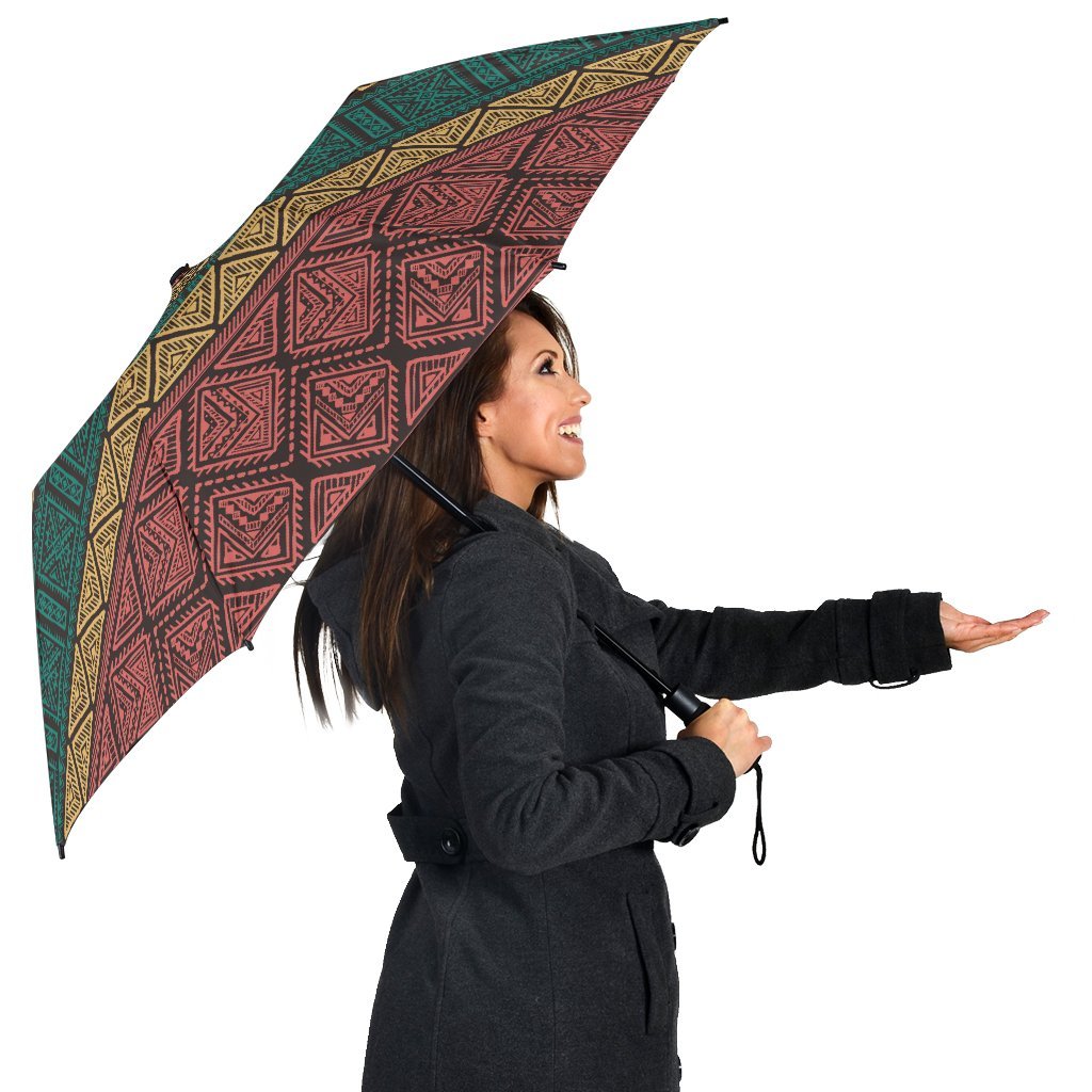 Ethnic Pattern Print Automatic Foldable Umbrella-grizzshop