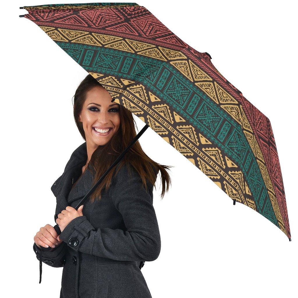 Ethnic Pattern Print Automatic Foldable Umbrella-grizzshop