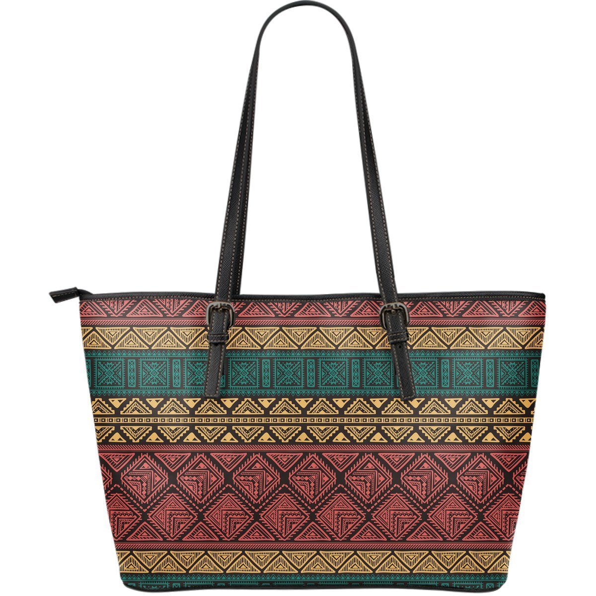 Ethnic Pattern Print Leather Tote Bag-grizzshop