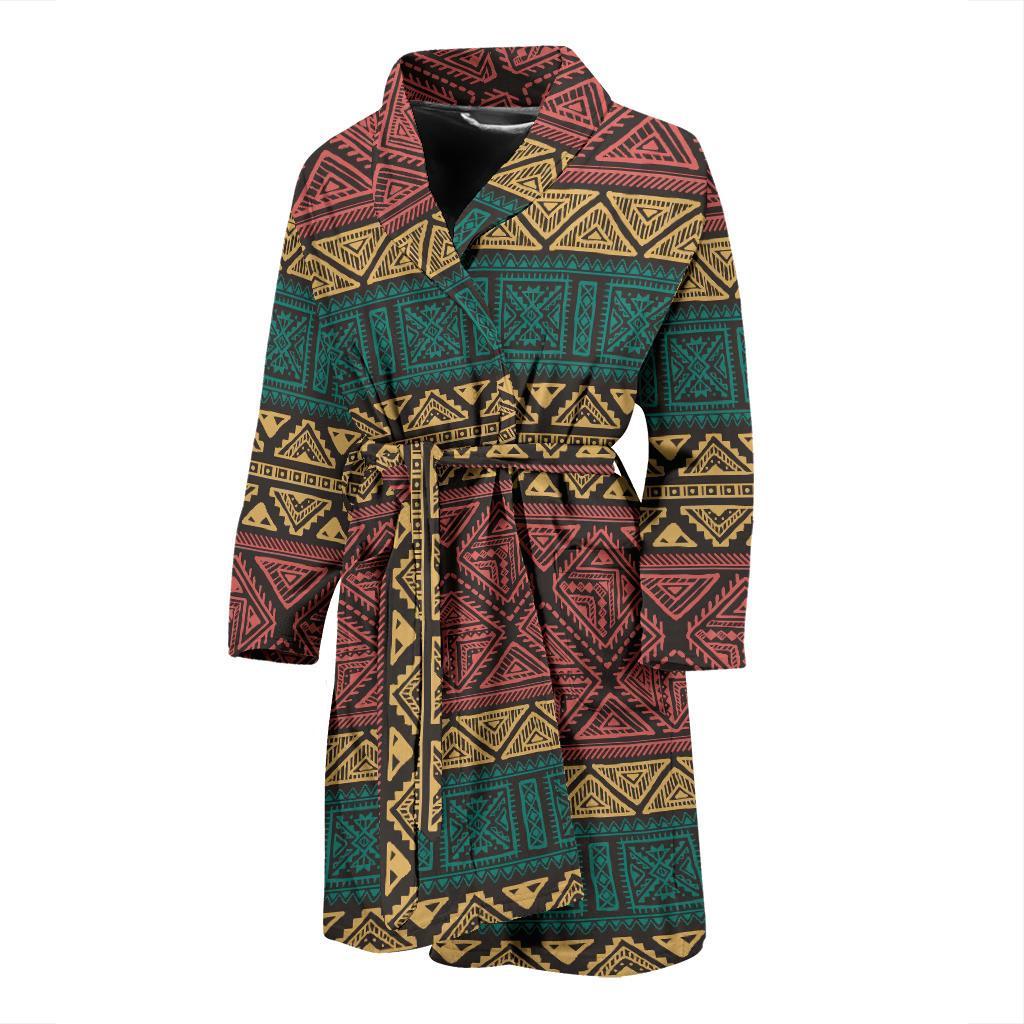 Ethnic Pattern Print Men Long Robe-grizzshop
