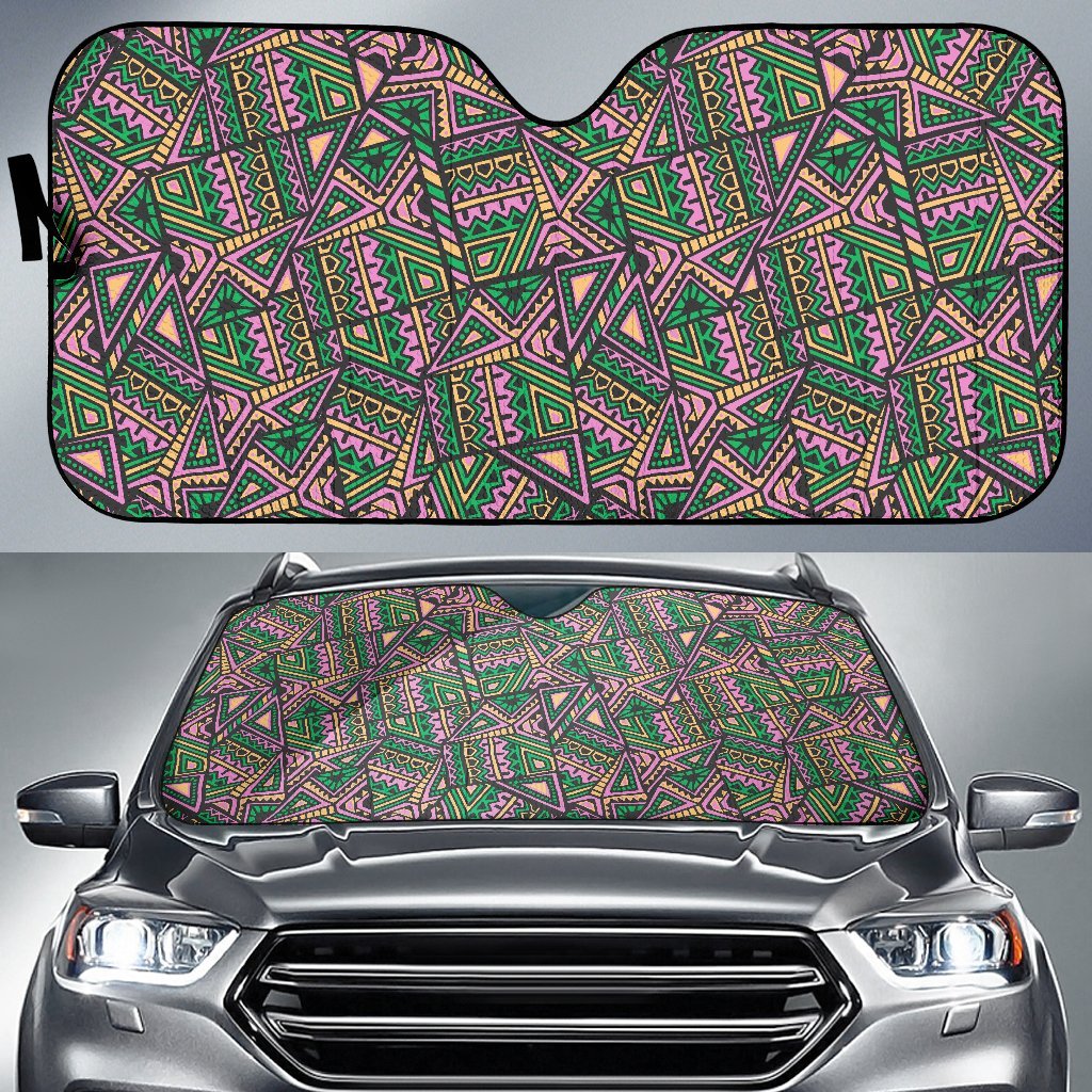 Ethnic Pink Print Pattern Car Sun Shade-grizzshop