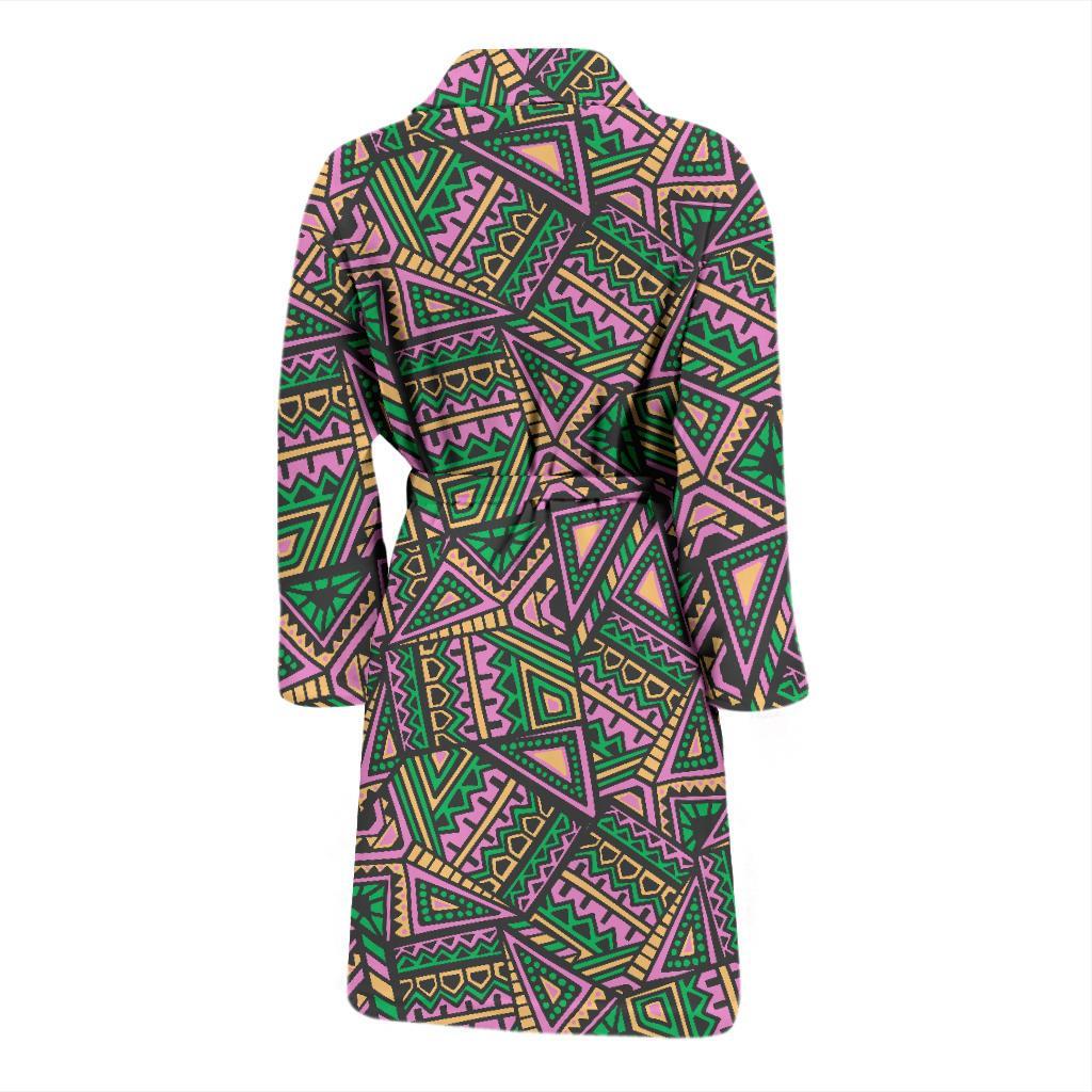 Ethnic Pink Print Pattern Men Long Robe-grizzshop