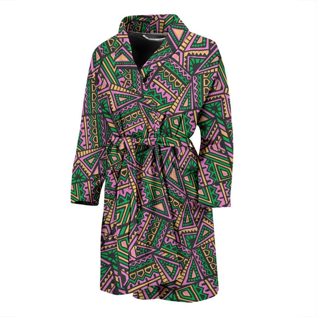 Ethnic Pink Print Pattern Men Long Robe-grizzshop
