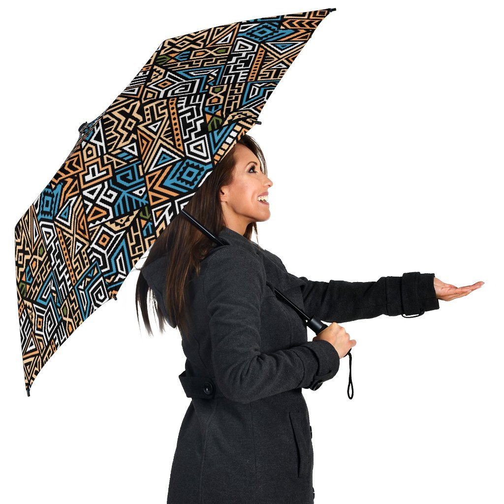 Ethnic Print Pattern Automatic Foldable Umbrella-grizzshop