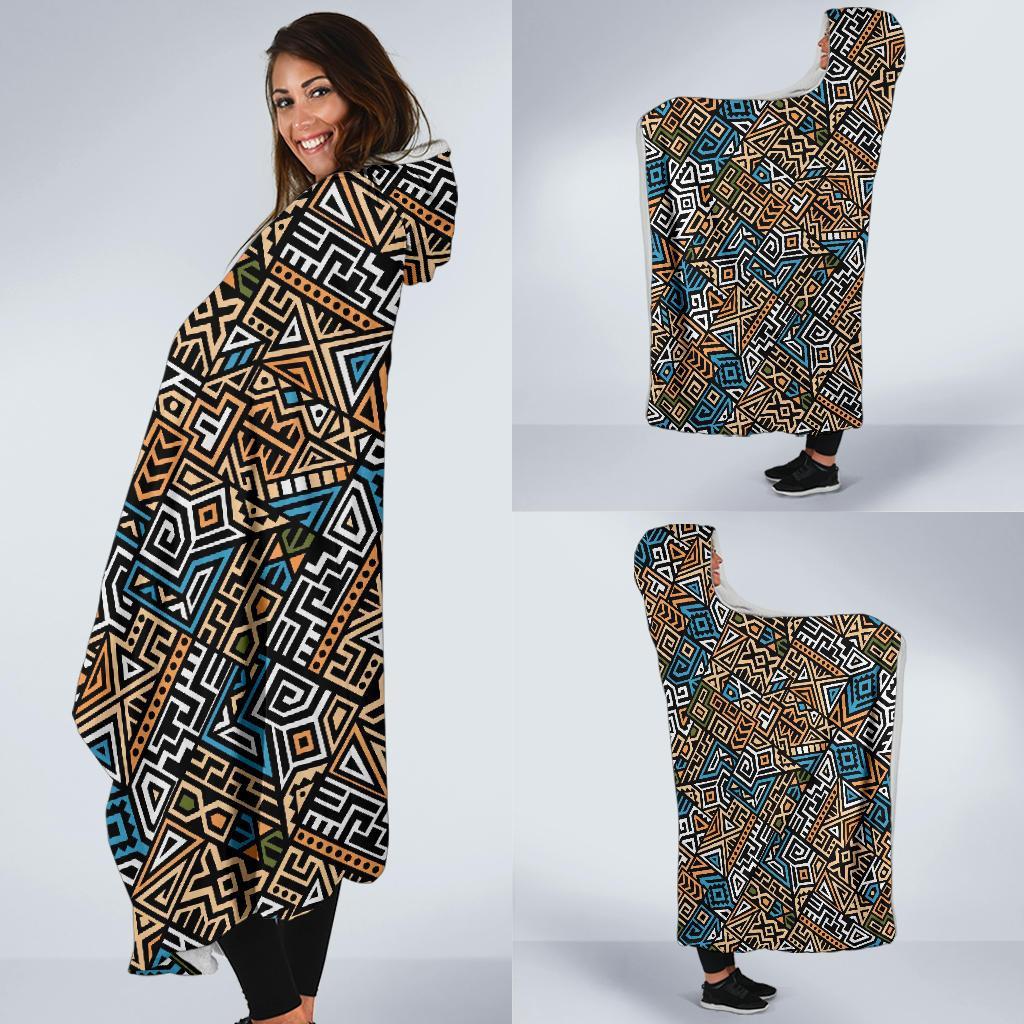 Ethnic Print Pattern Hooded Blanket-grizzshop