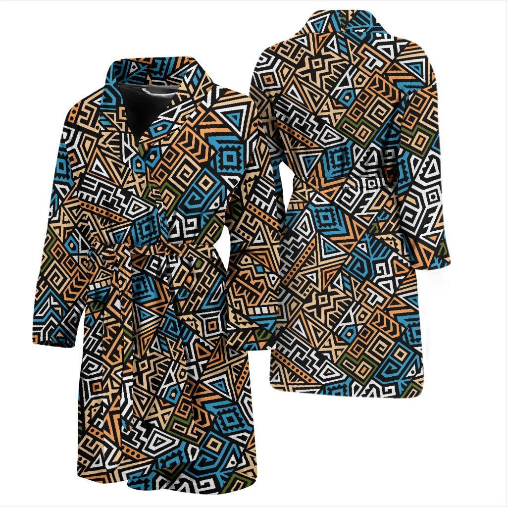 Ethnic Print Pattern Men Long Robe-grizzshop