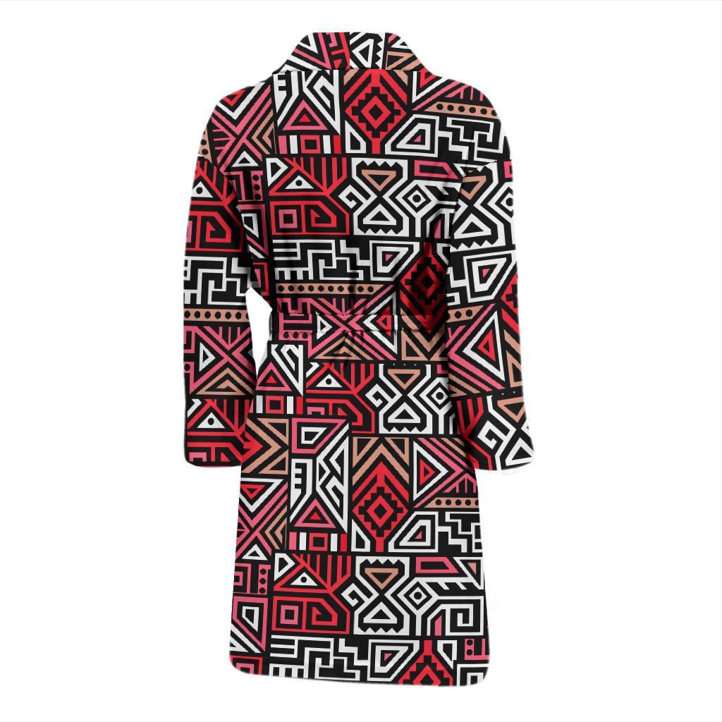 Ethnic Red Print Pattern Men Long Robe-grizzshop