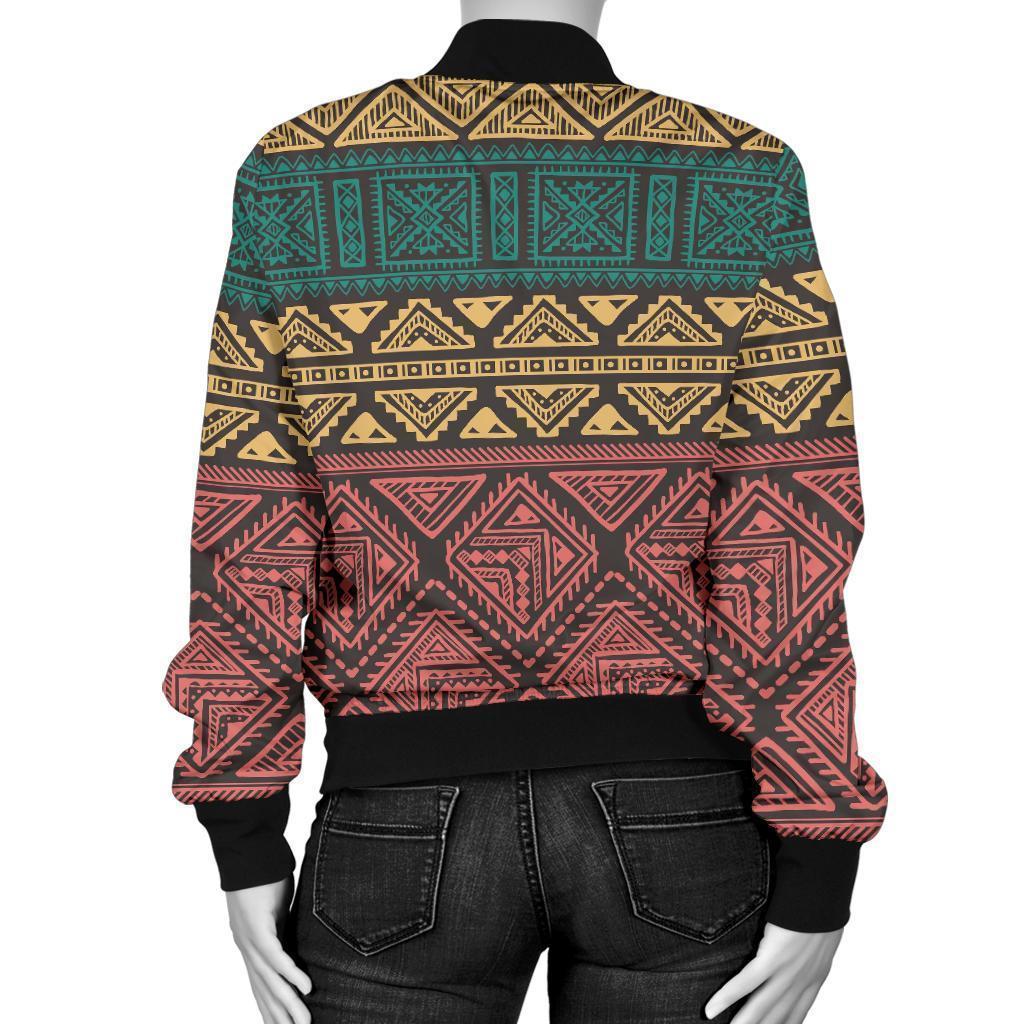 Ethnic Pattern Print Women Casual Bomber Jacket-grizzshop