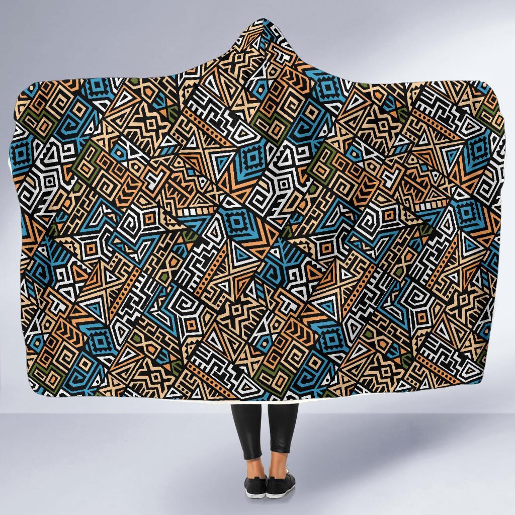 Ethnic Print Pattern Hooded Blanket-grizzshop