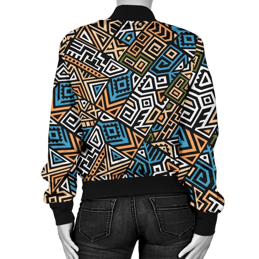 Ethnic Print Pattern Women Casual Bomber Jacket-grizzshop