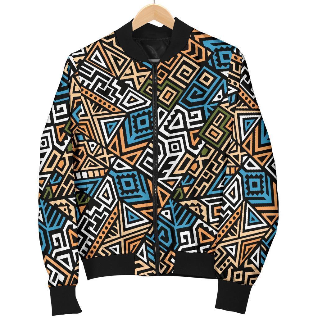Ethnic Print Pattern Women Casual Bomber Jacket-grizzshop