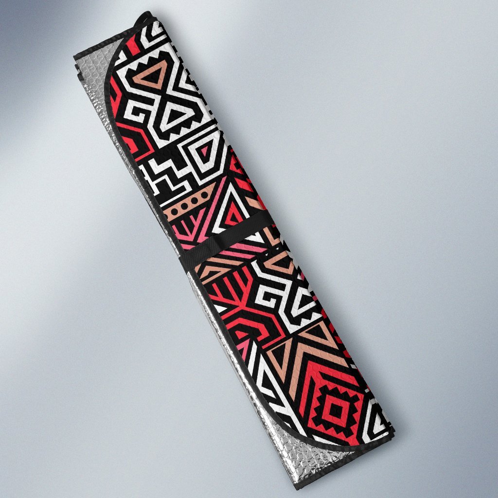 Ethnic Red Print Pattern Car Sun Shade-grizzshop