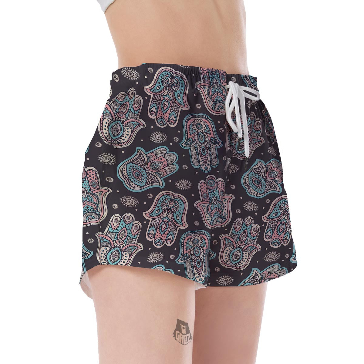 Evil Eye Hamsa Pattern Print Women's Shorts-grizzshop