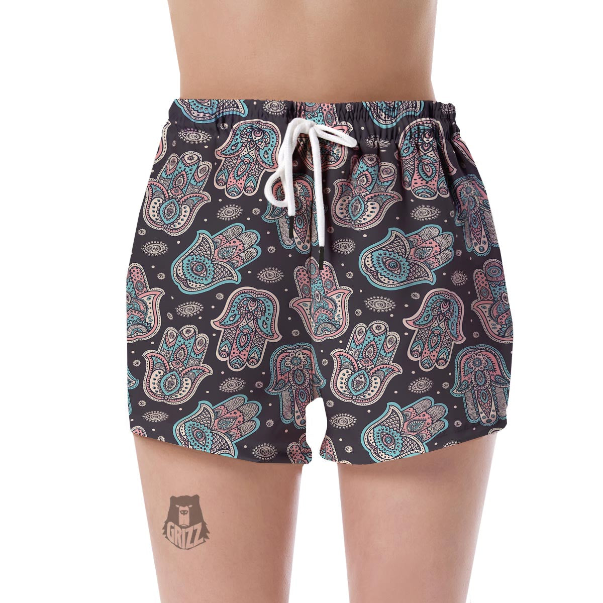 Evil Eye Hamsa Pattern Print Women's Shorts-grizzshop