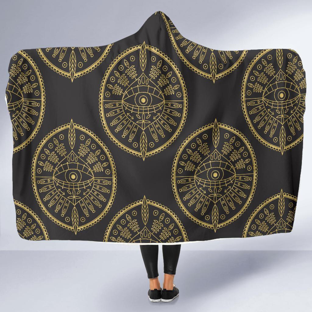 Evil Eye Pattern Print Hooded Blanket-grizzshop