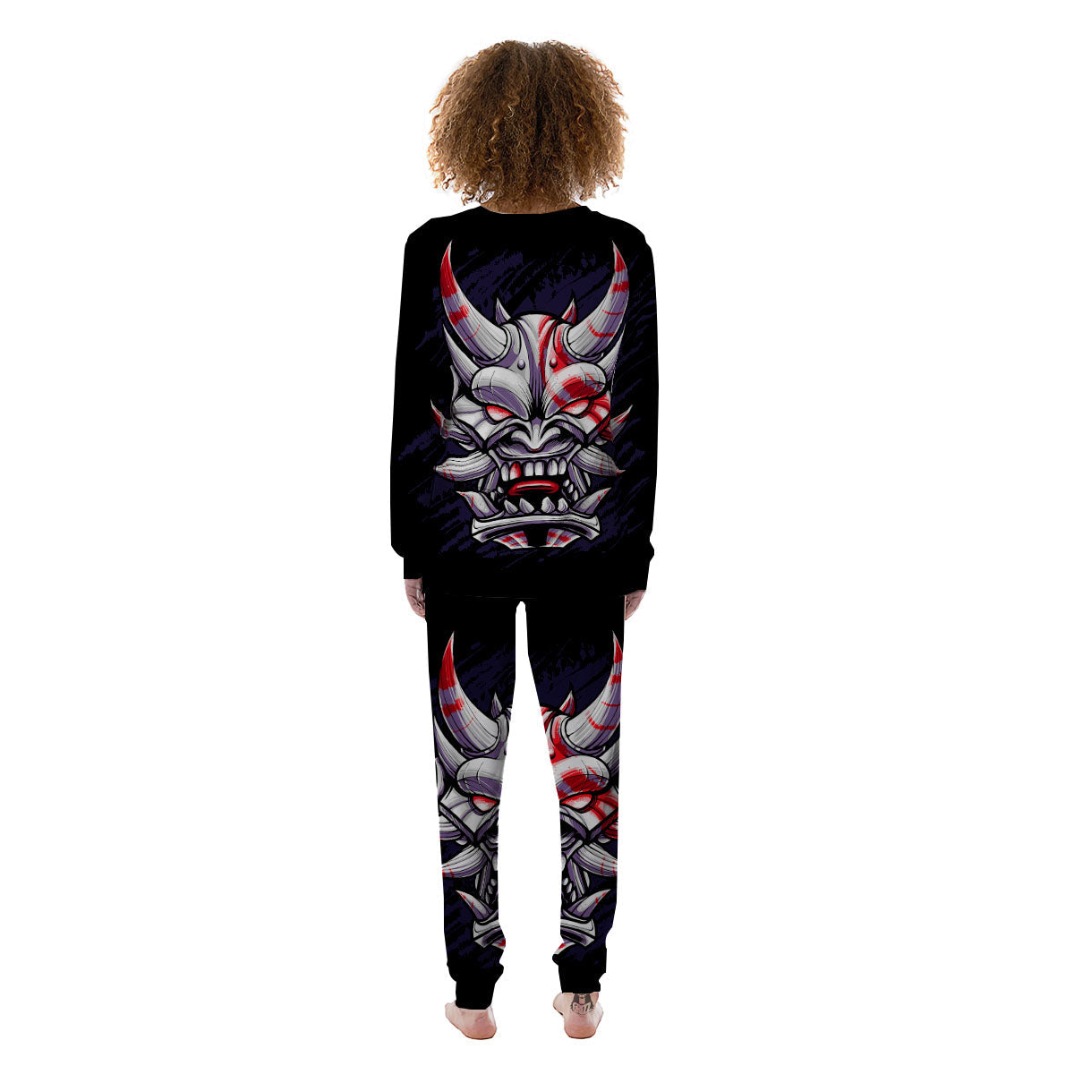 Evil Samurai Mask Print Women's Pajamas-grizzshop