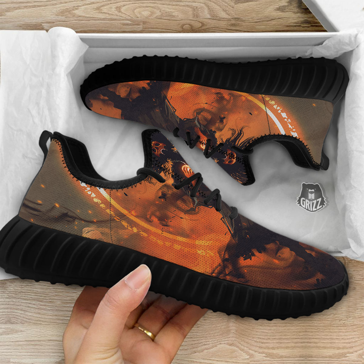 Evil Witch Print Black Walking Shoes-grizzshop