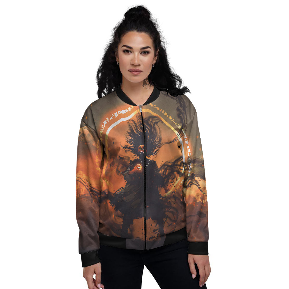 Evil Witch Print Women's Bomber Jacket-grizzshop
