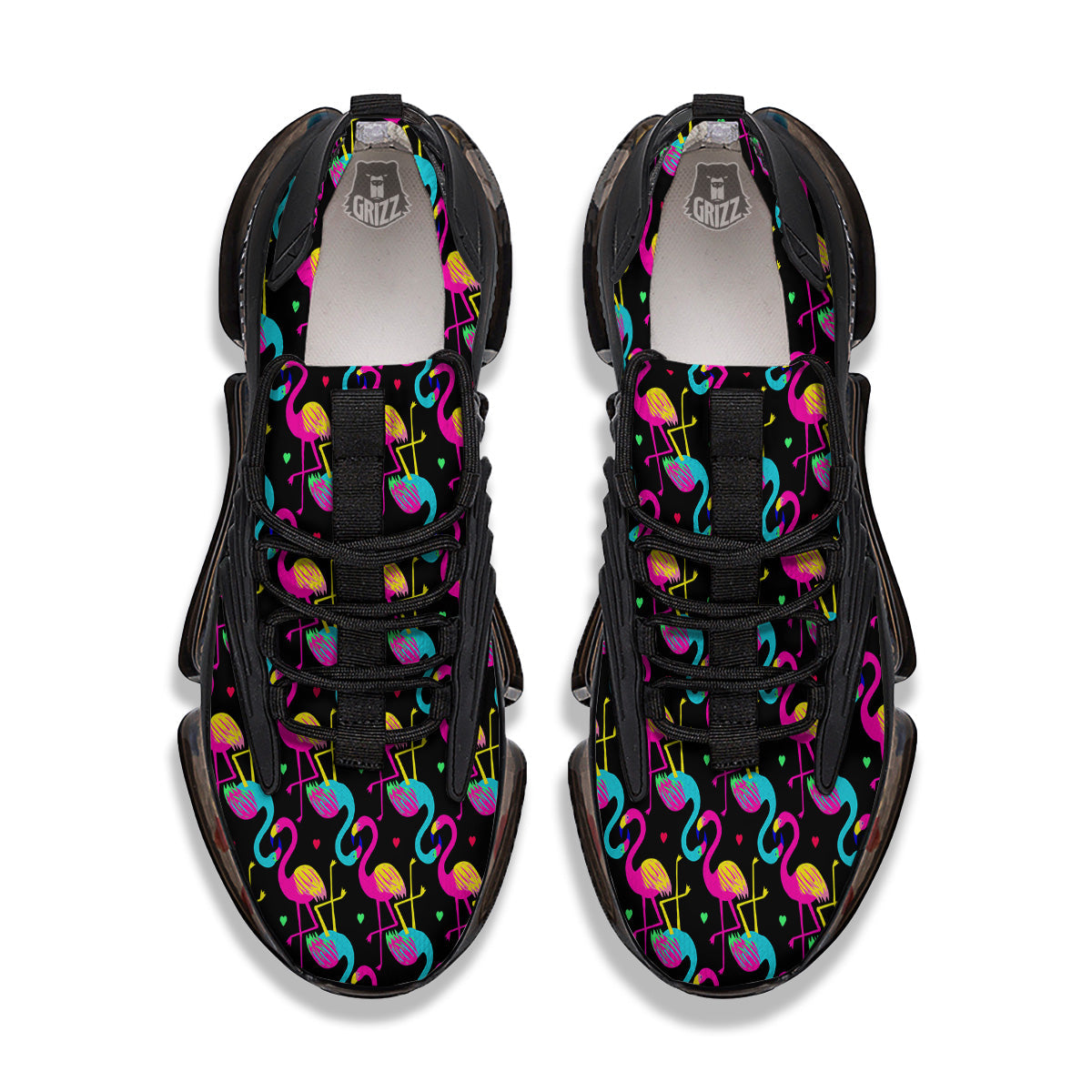 Exotic Hawaiian Flamingo Print Pattern Black Gym Shoes-grizzshop