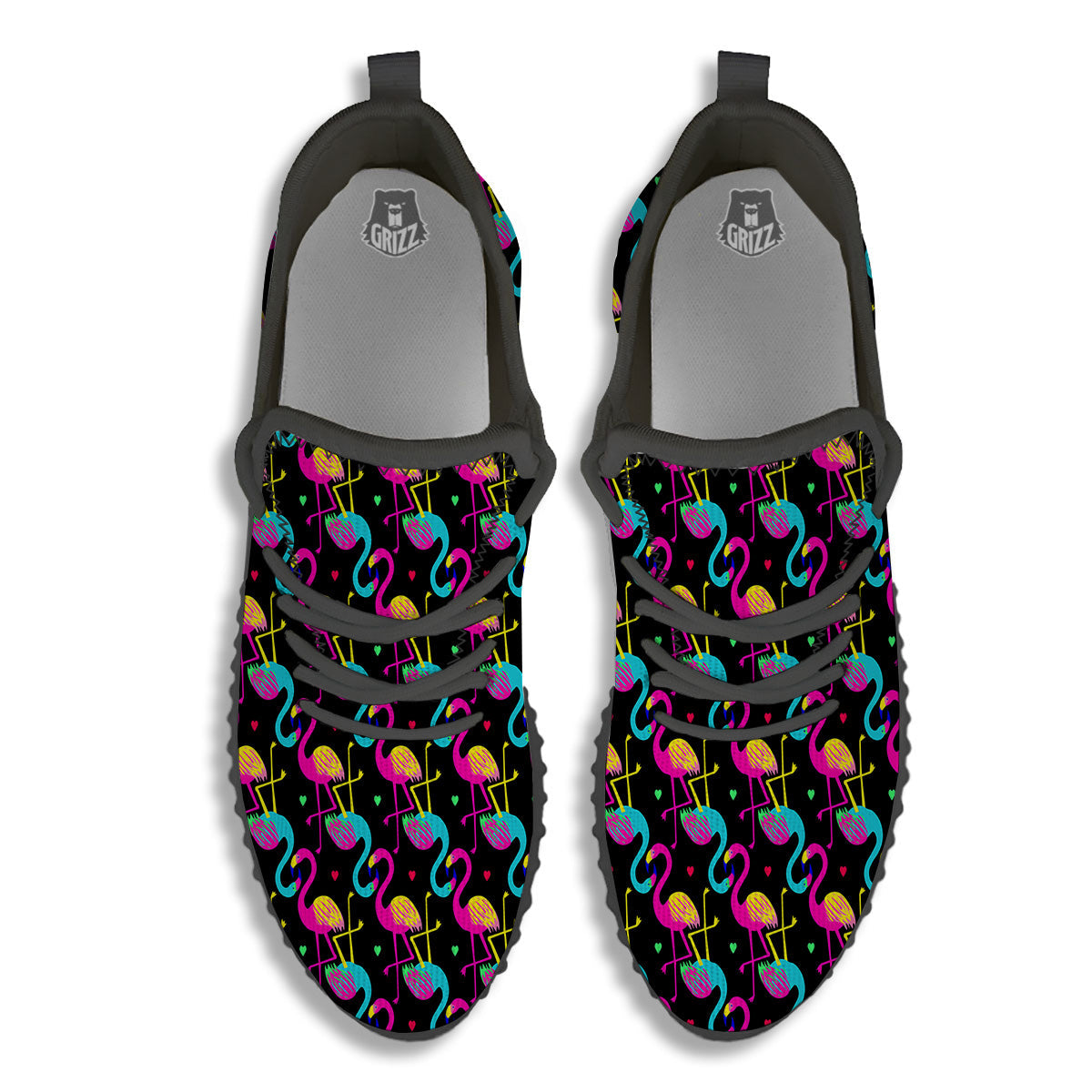 Exotic Hawaiian Flamingo Print Pattern Black Walking Shoes-grizzshop