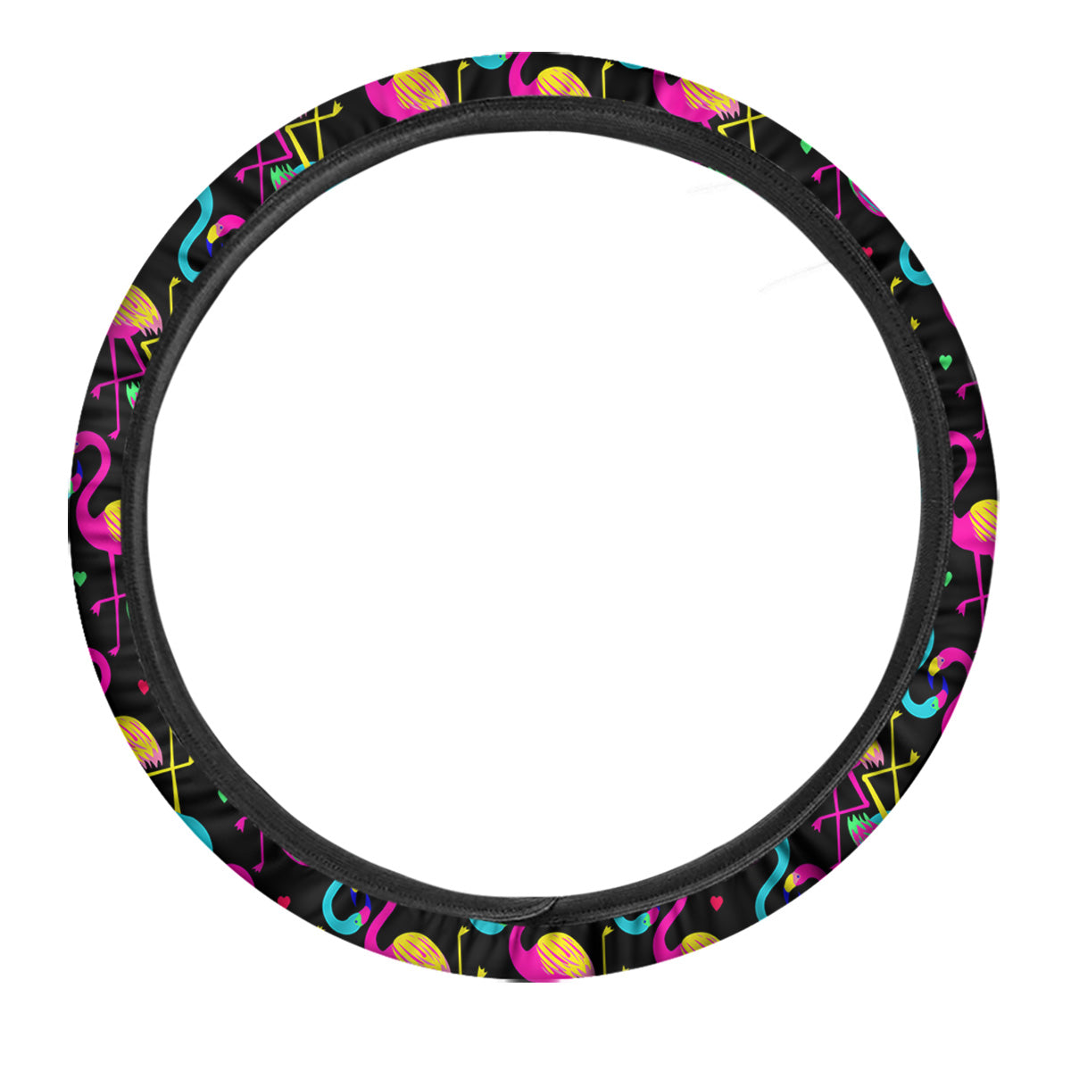 Exotic Hawaiian Flamingo Print Pattern Car Steering Wheel Cover-grizzshop