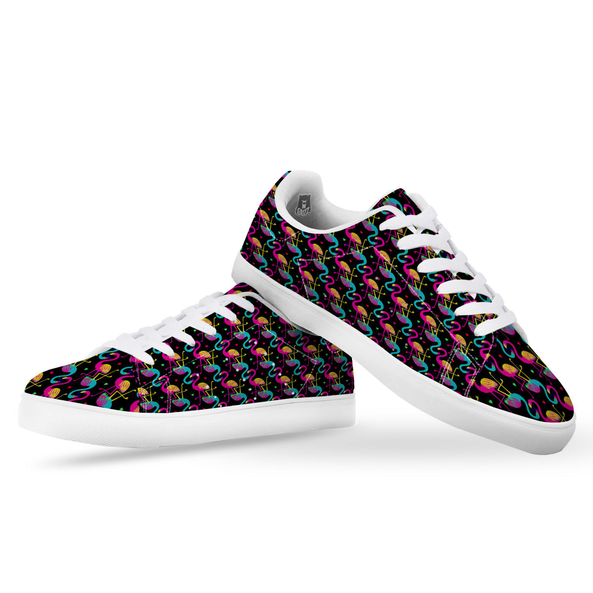 Exotic Hawaiian Flamingo Print Pattern White Low Top Sneakers-grizzshop